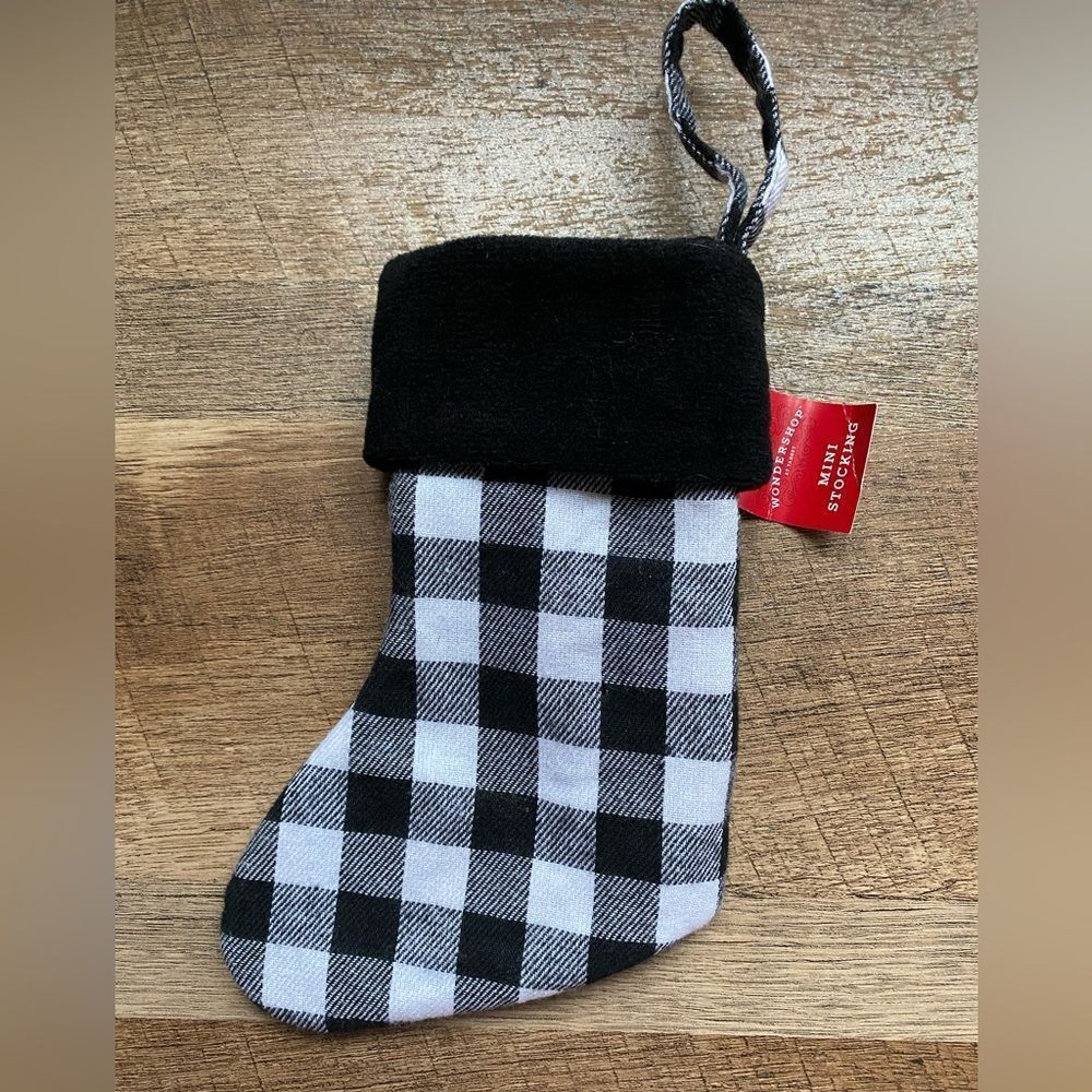 Wondershop Black and White Plaid Mini Stocking